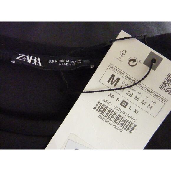 NWT Zara Black Faux Leather and Suede Dress Size M - Picture 6 of 7